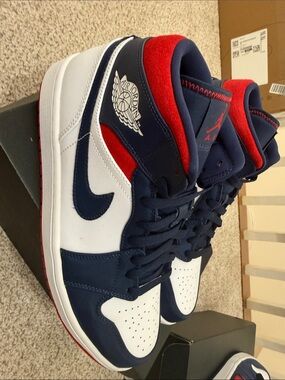 AJordan Men's Retro Low-Top Sneakers - Navy/White/Red